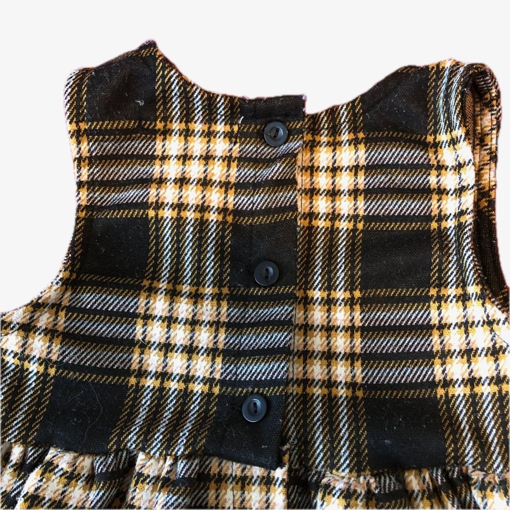 Nannette Baby Girl Dress Fall Plaid Black White Gold Brown Size 3T - Picture 4 of 15